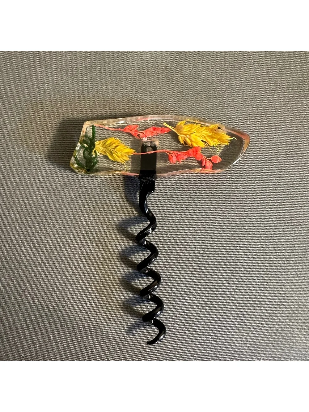Pressed Flower Elements In Resin Cork Screw